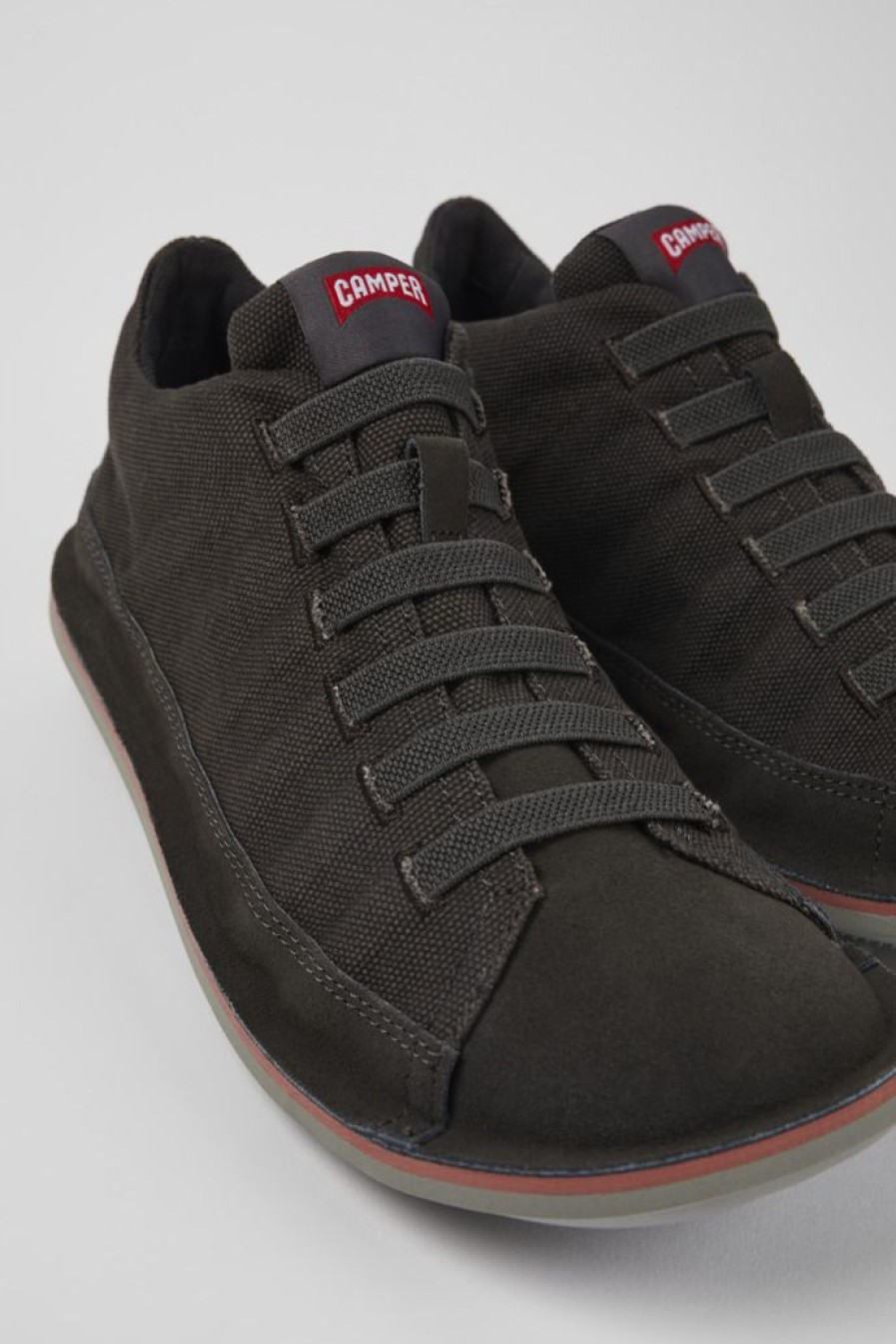 Camper Zapatos Casual | Zapatilla De Baloncesto De Tejido/Nobuk Negra Para Hombre