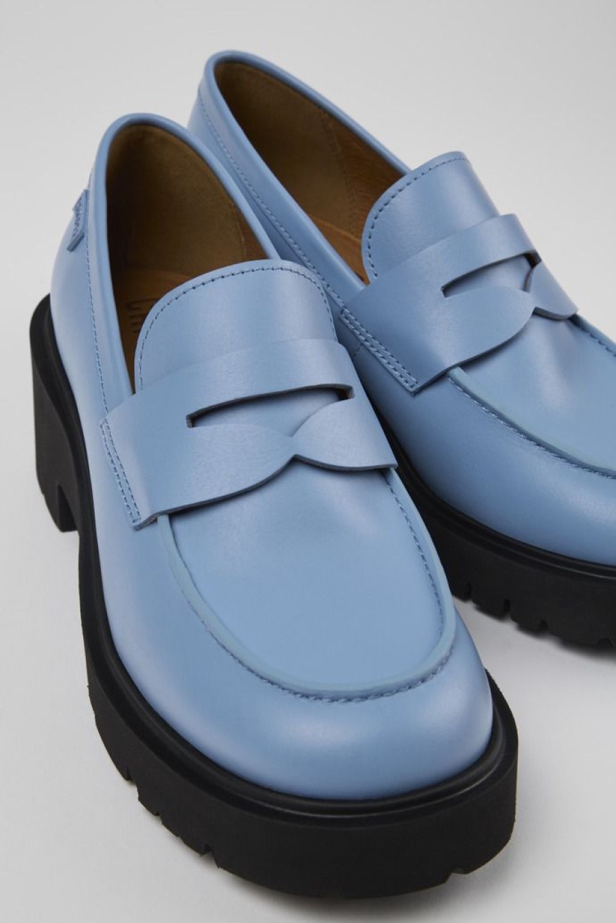 Camper Zapatos De Vestir | Mocasin De Piel Azul Para Mujer
