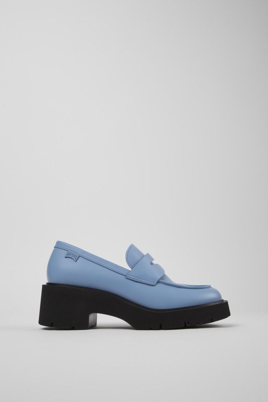 Camper Zapatos De Vestir | Mocasin De Piel Azul Para Mujer