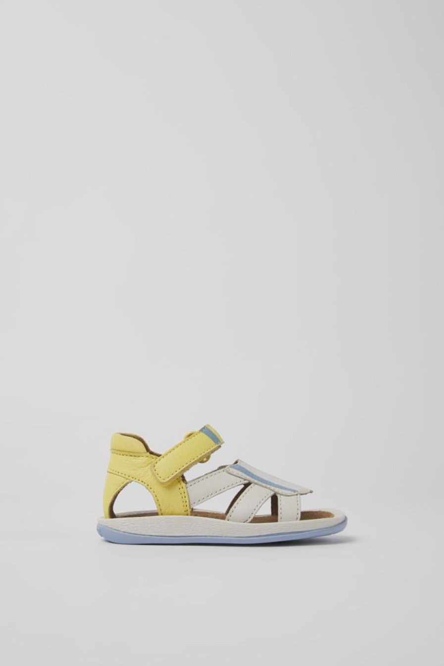 Camper Sandalias | Sandalias Amarillas Y Blancas De Piel Para Ninos
