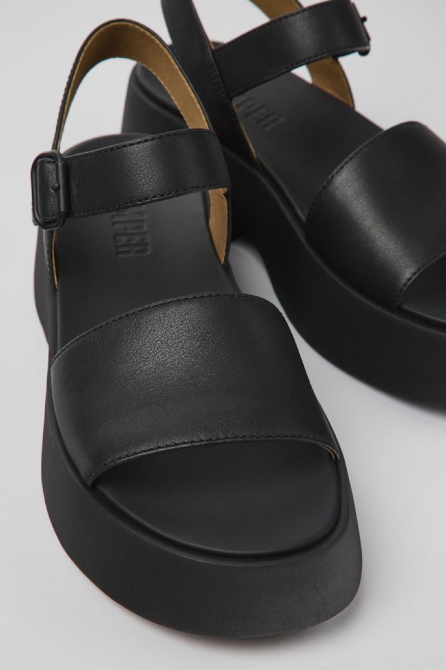 Camper Sandalias | Sandalia De Piel Negra Para Mujer