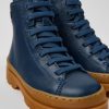 Camper Zapatos De Cordones | Botines Azul Oscuro De Piel Para Ninos