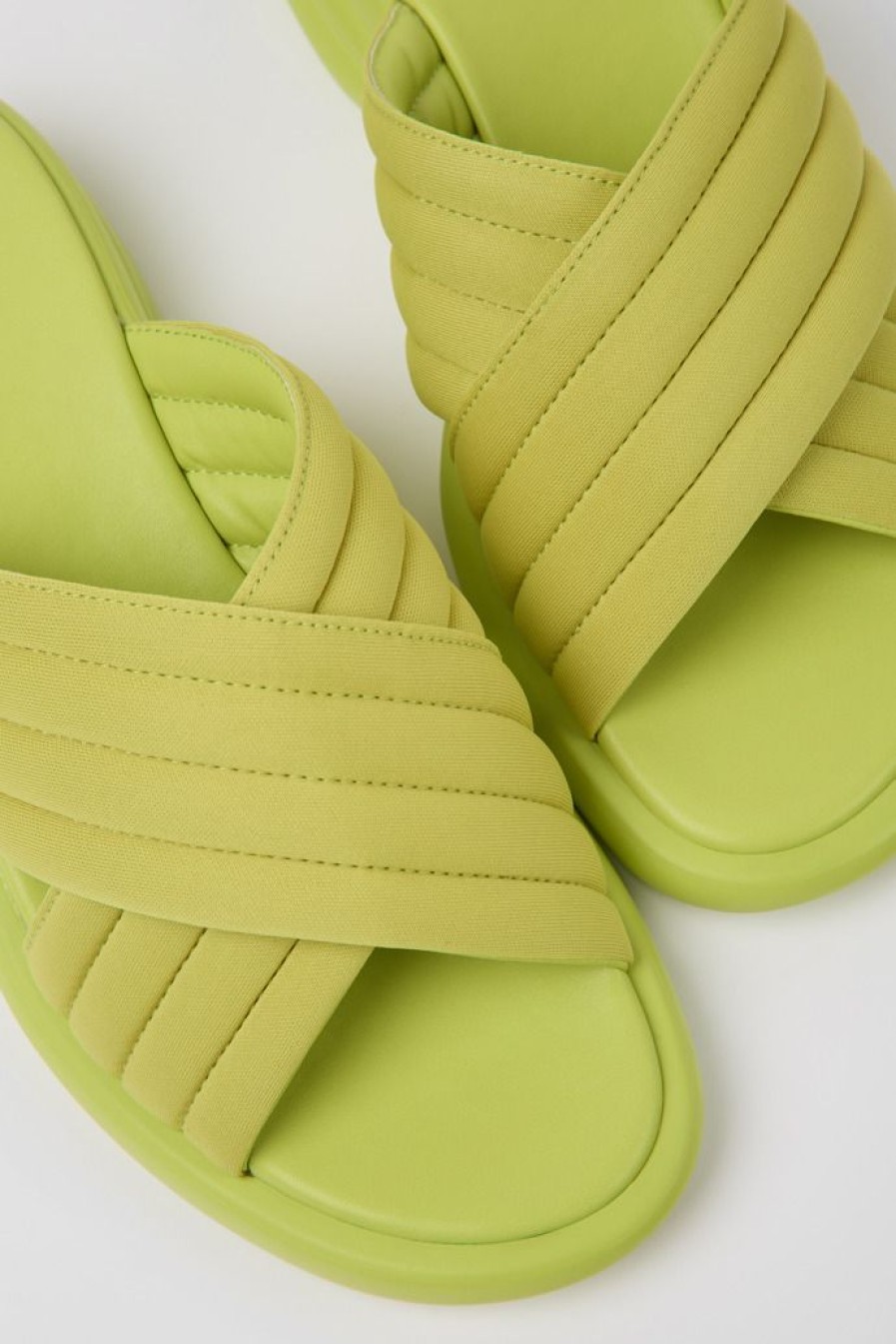 Camper Sandalias | Sandalias Verdes De Tejido Para Mujer