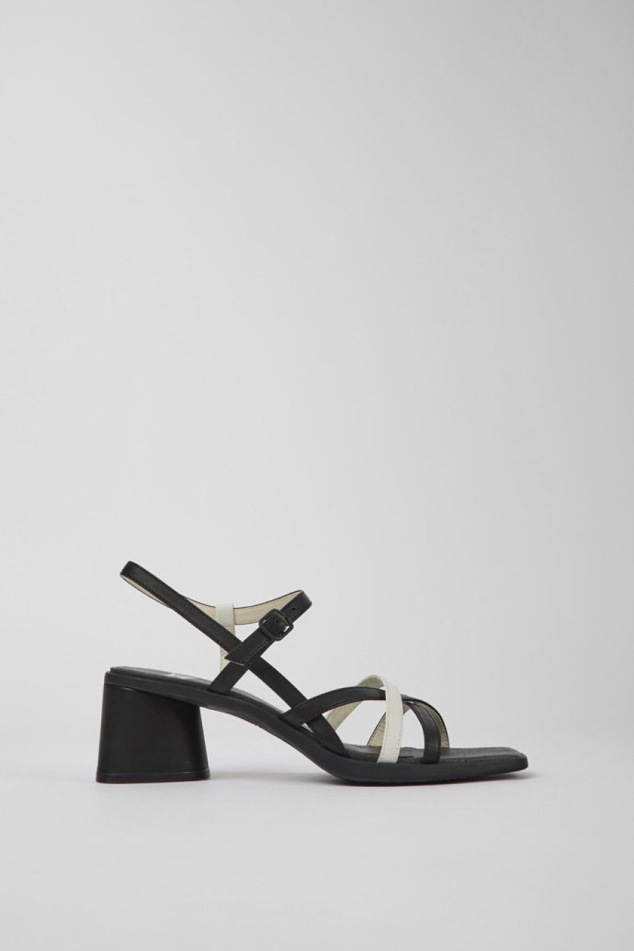 Camper Sandalias | Sandalias De Piel Blancas Y Negras Para Mujer