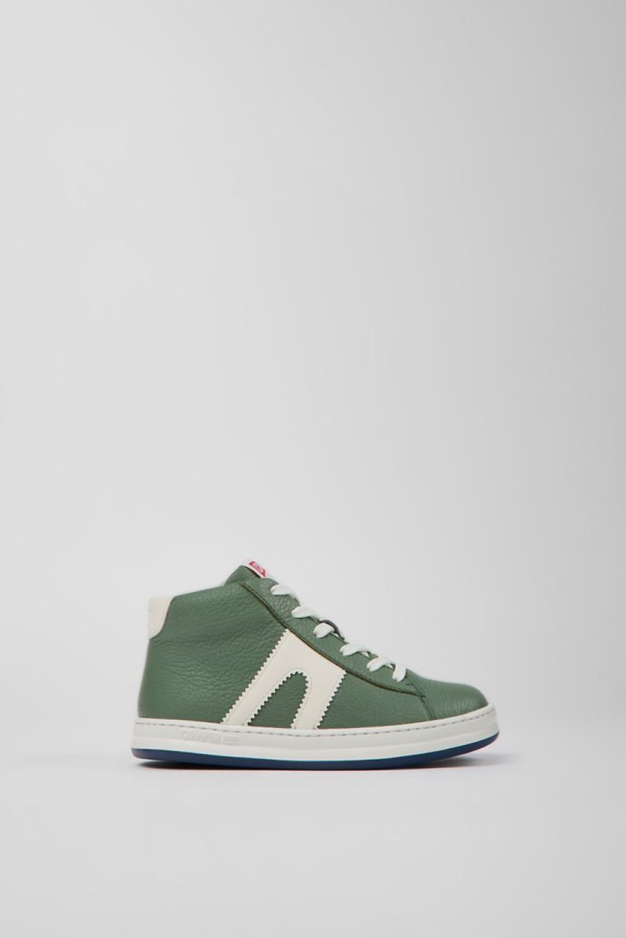 Camper Zapatillas | Botines Verdes Y Blancos De Piel Para Ninos