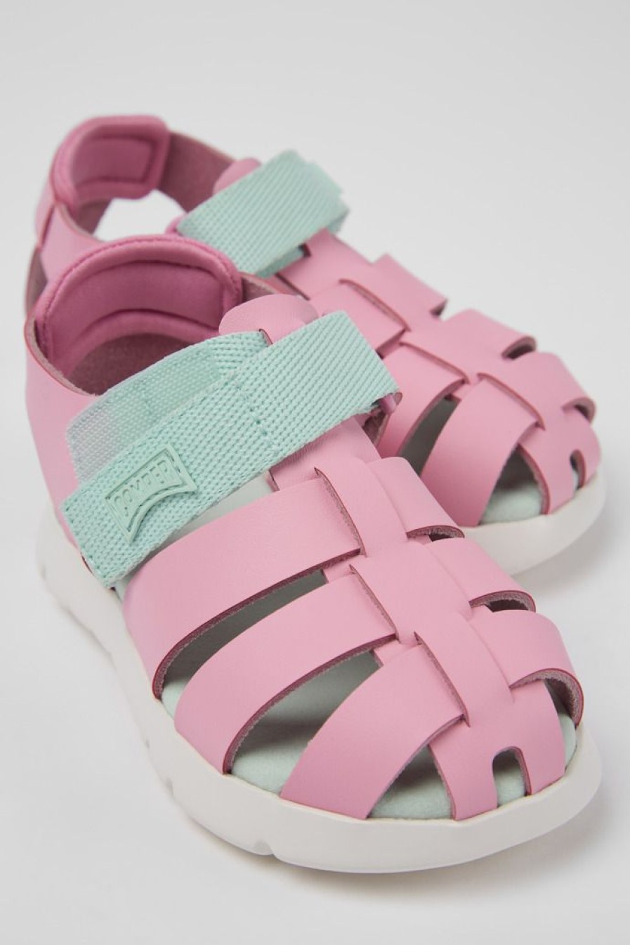Camper Sandalias | Sandalia De Piel Y Tejido Rosa
