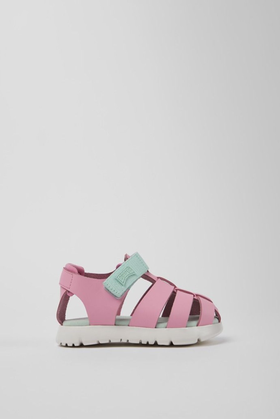 Camper Sandalias | Sandalia De Piel Y Tejido Rosa