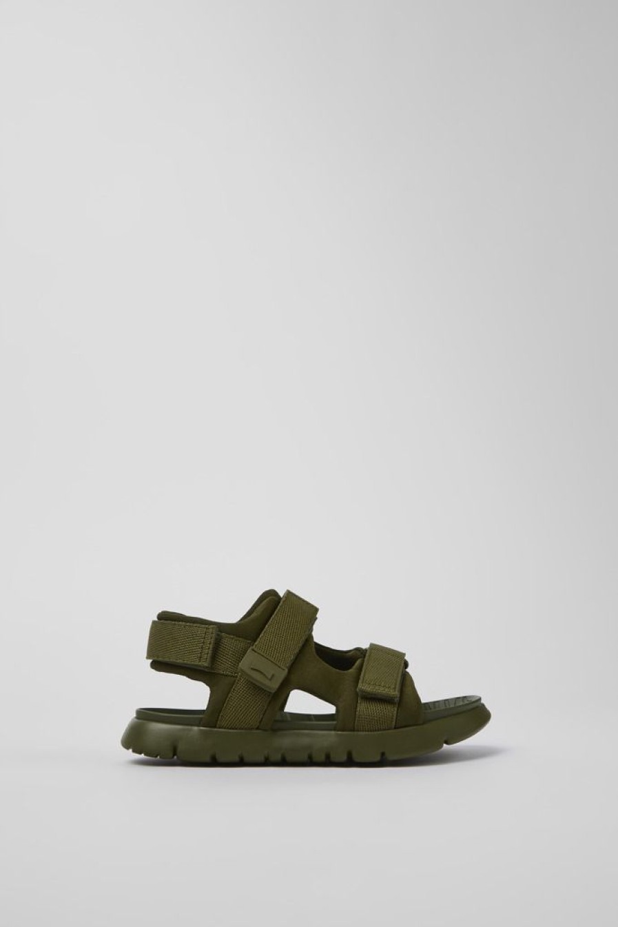 Camper Sandalias | Sandalia De Tejido Verde Con Dos Tiras