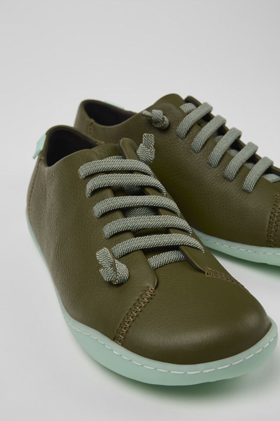 Camper Zapatos Casual | Zapato De Piel Verde Para Mujer