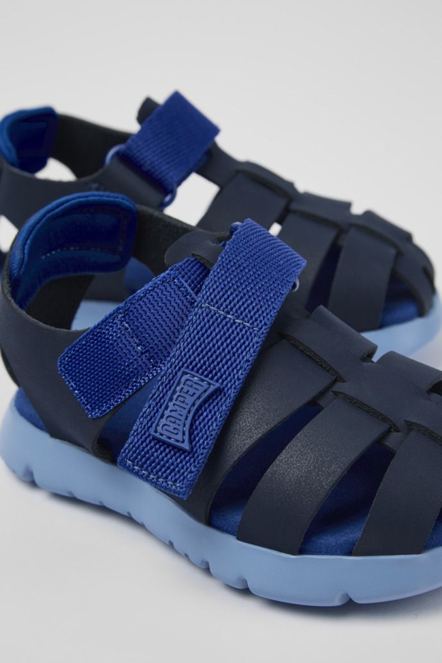 Camper Sandalias | Sandalia De Piel Y Tejido Azul