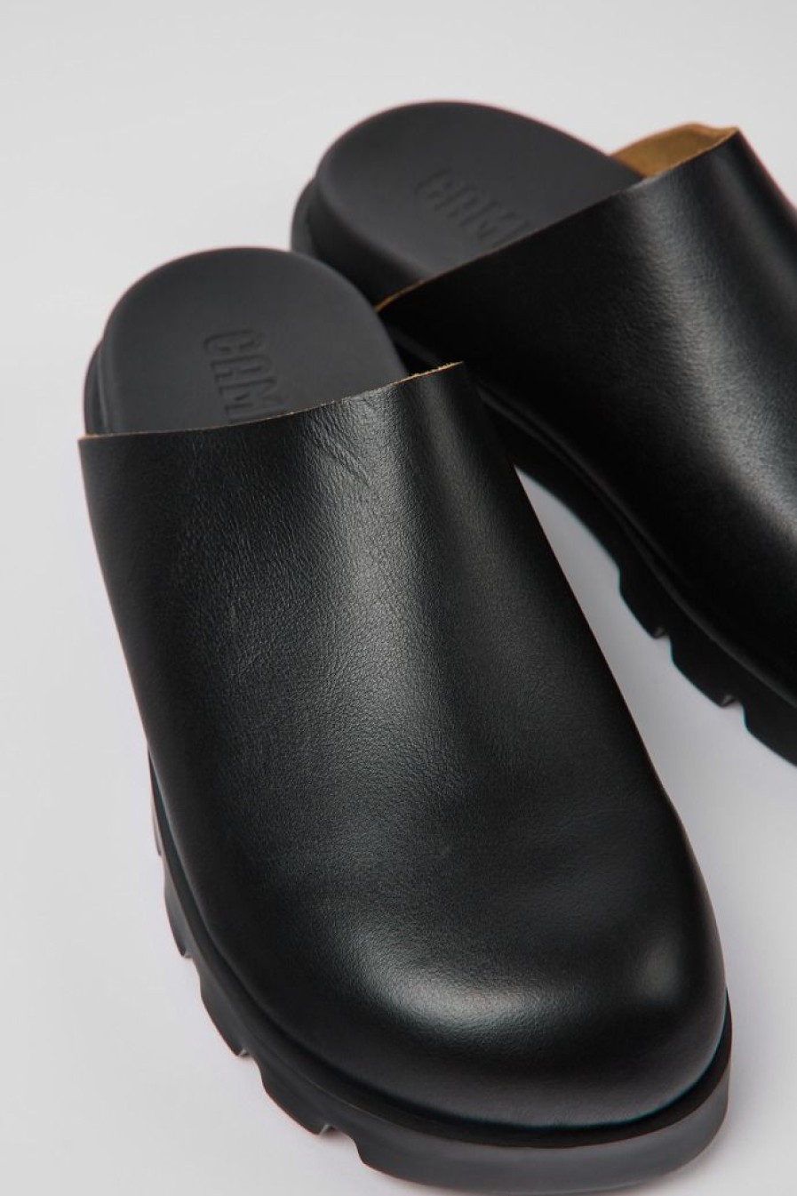 Camper Sandalias | Zueco De Piel Negro Para Mujer