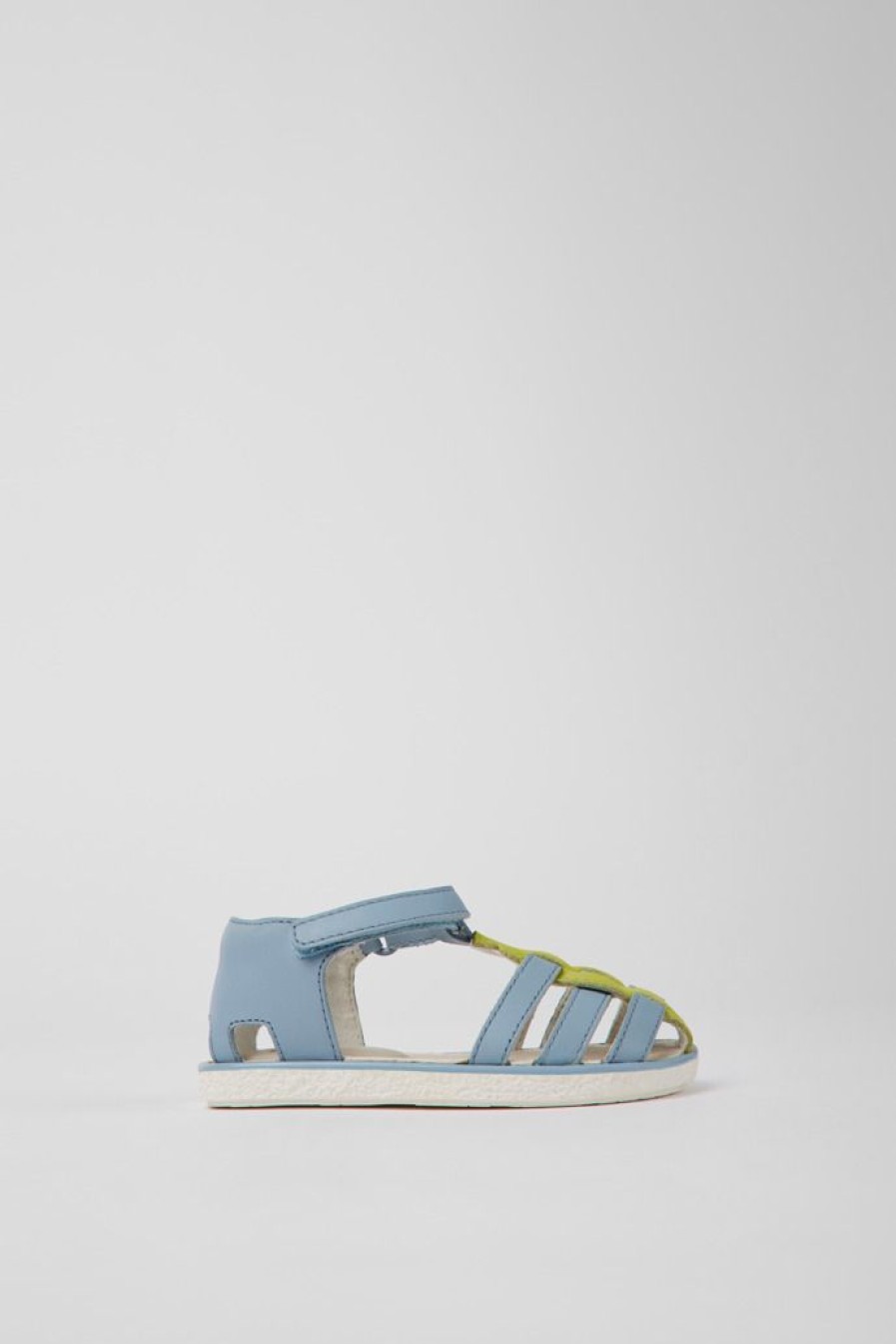 Camper Sandalias | Sandalias Azules Y Verdes De Piel Para Ninos