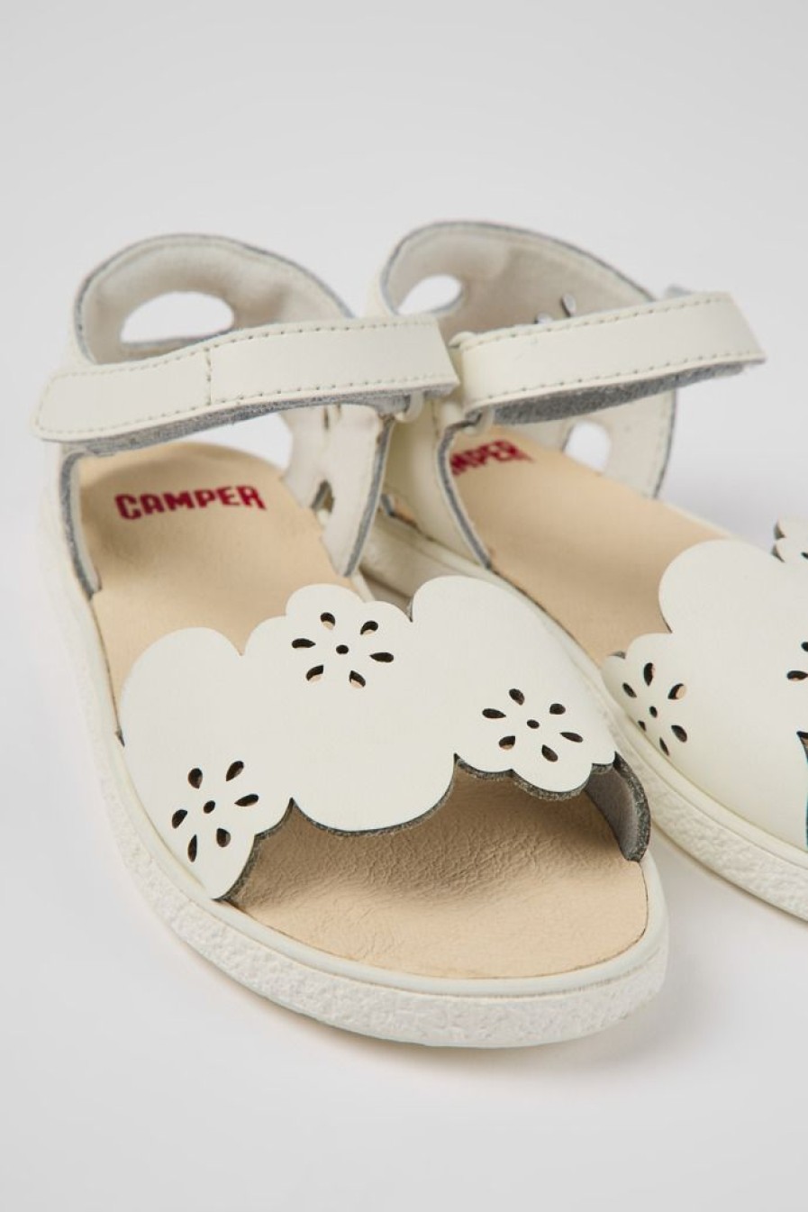 Camper Sandalias | Sandalias Blancas De Piel Para Nina