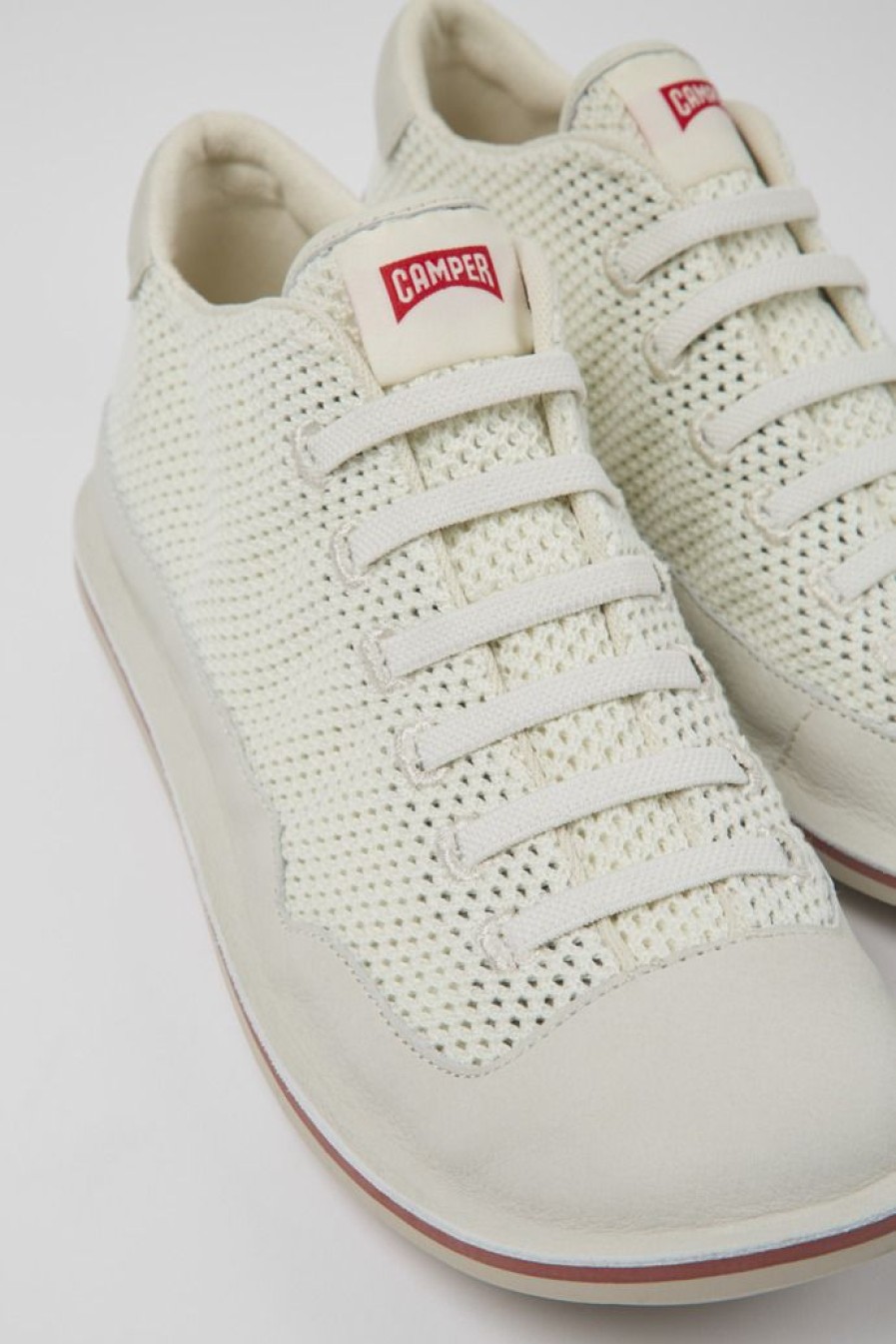 Camper Zapatos Casual | Zapatilla De Baloncesto De Tejido/Piel Blanca Para Hombre