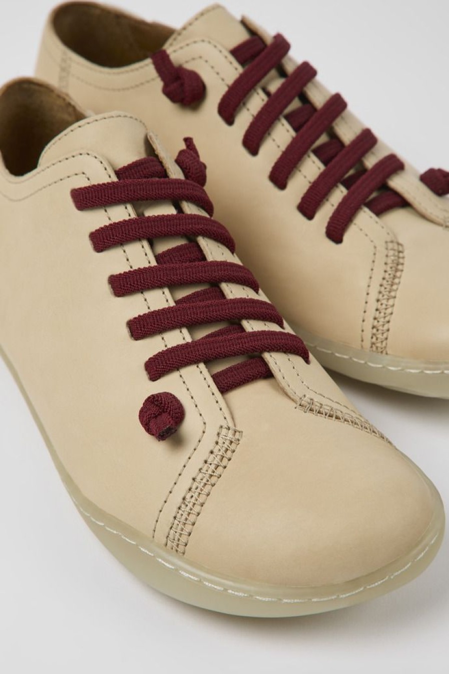 Camper Zapatos Casual | Zapatos Beiges De Piel Para Mujer