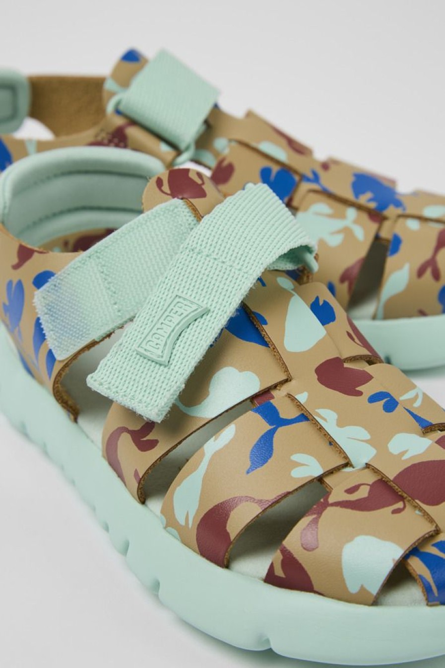 Camper Sandalias | Sandalia De Piel Y Tejido Multicolor