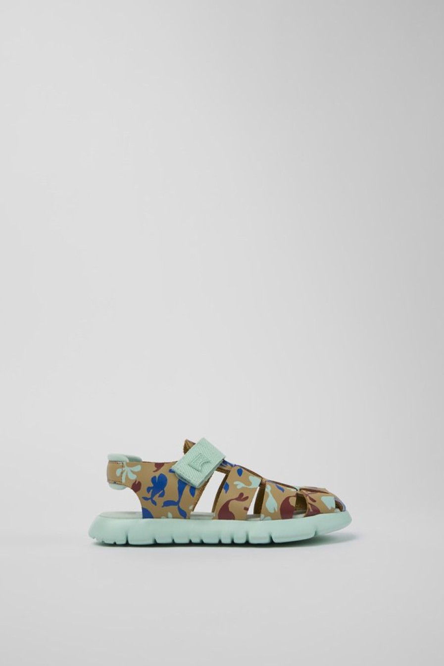 Camper Sandalias | Sandalia De Piel Y Tejido Multicolor