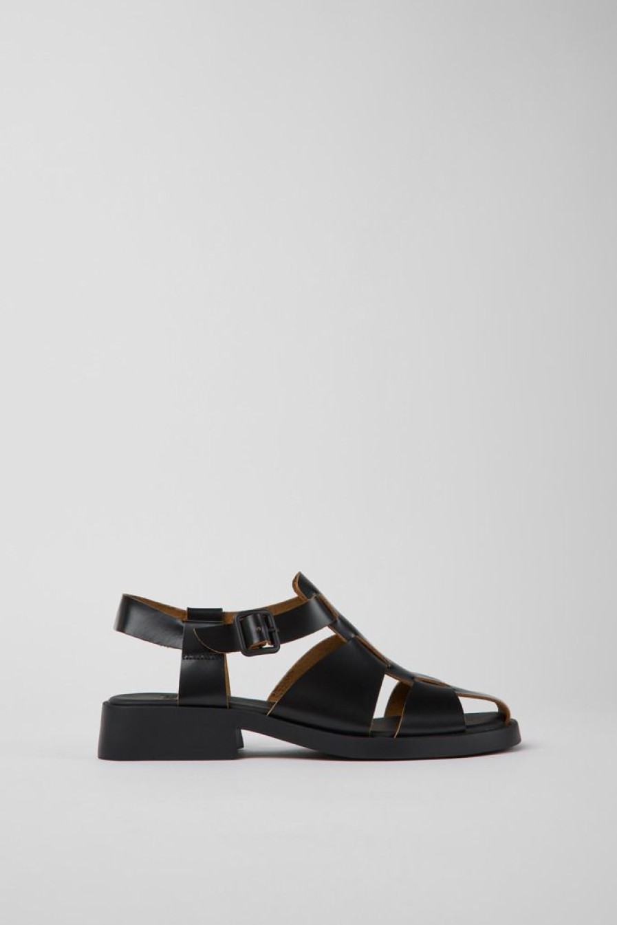 Camper Sandalias | Sandalias Negras De Piel Para Mujer