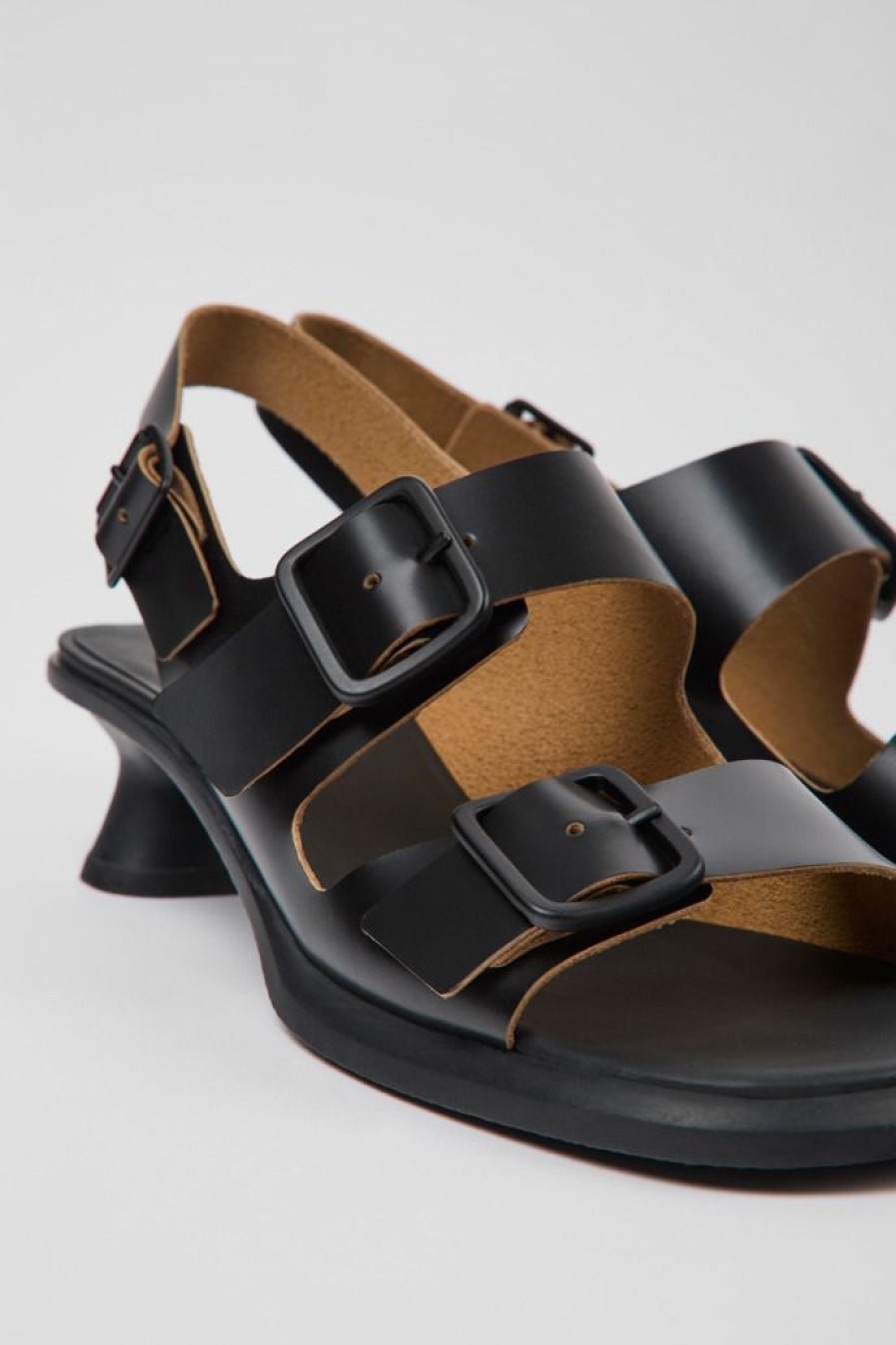 Camper Sandalias | Sandalias Negras De Piel Para Mujer