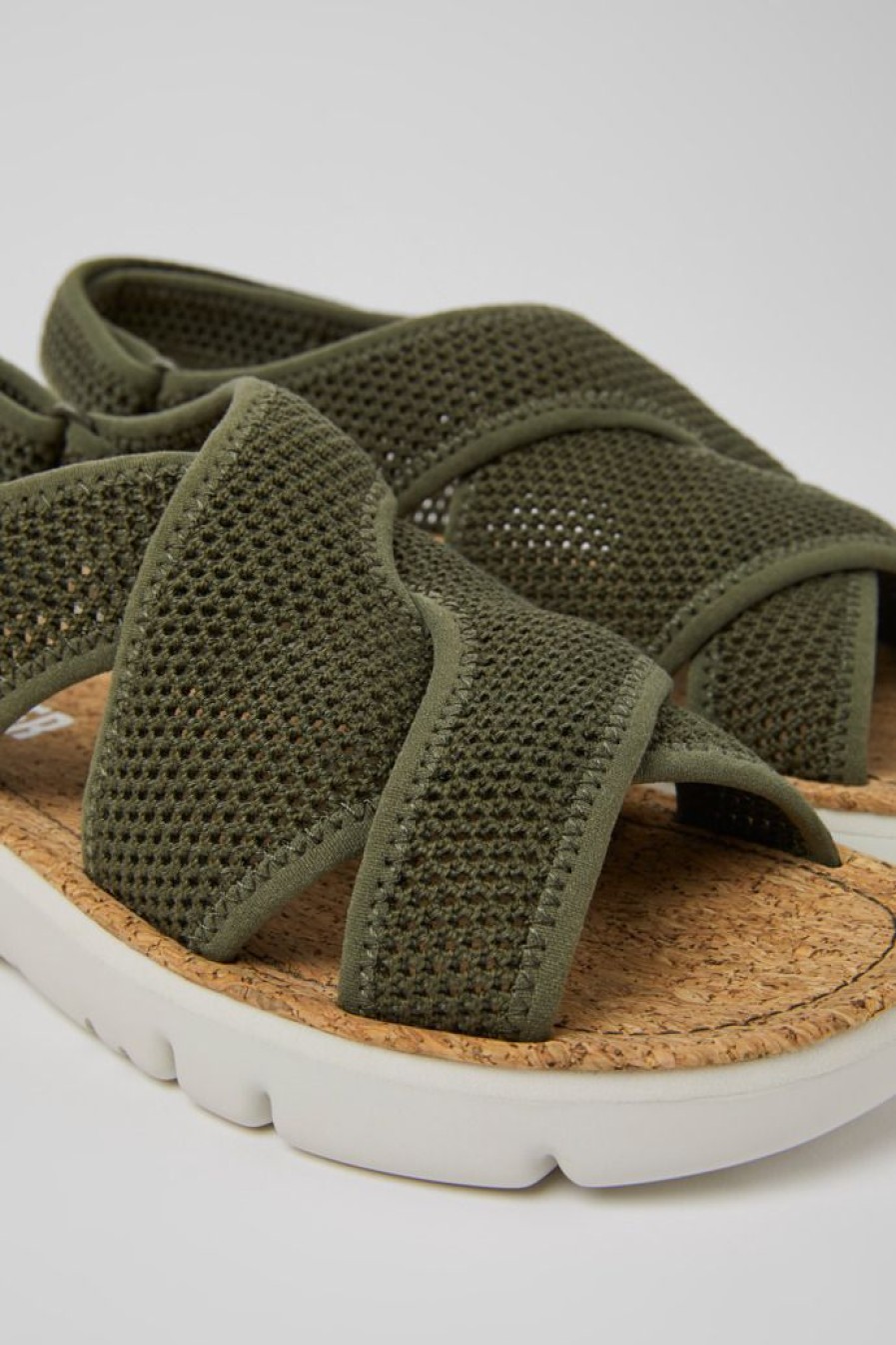 Camper Sandalias | Sandalias Verdes De Tejido Para Mujer