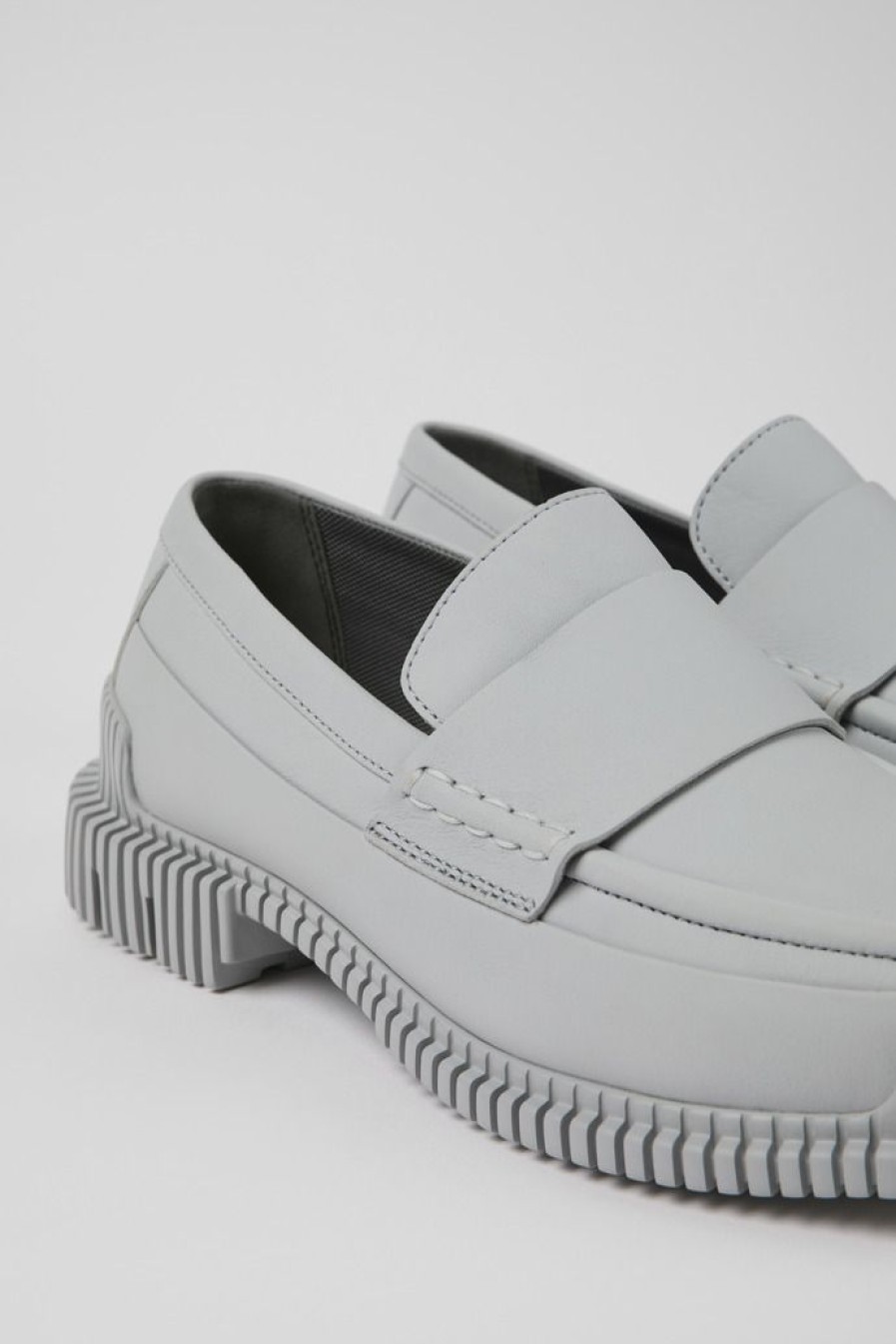 Camper Zapatos De Vestir | Mocasin De Piel Gris Para Mujer