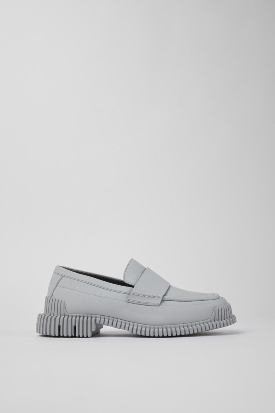 Camper Zapatos De Vestir | Mocasin De Piel Gris Para Mujer