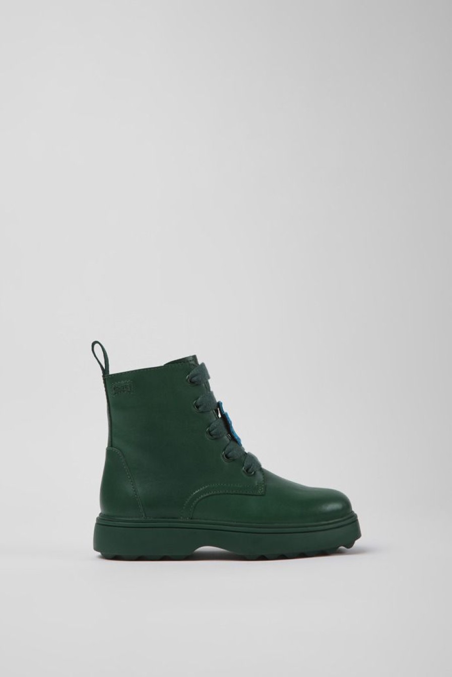 Camper Zapatos De Cordones | Botines Verdes De Piel Para Ninos