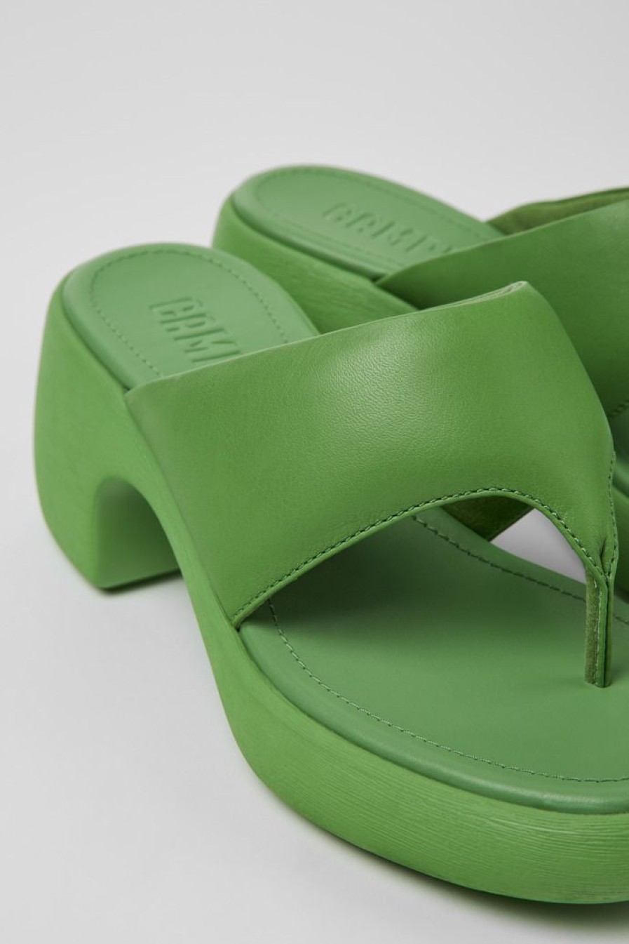 Camper Sandalias | Sandalia De Piel Verde Para Mujer
