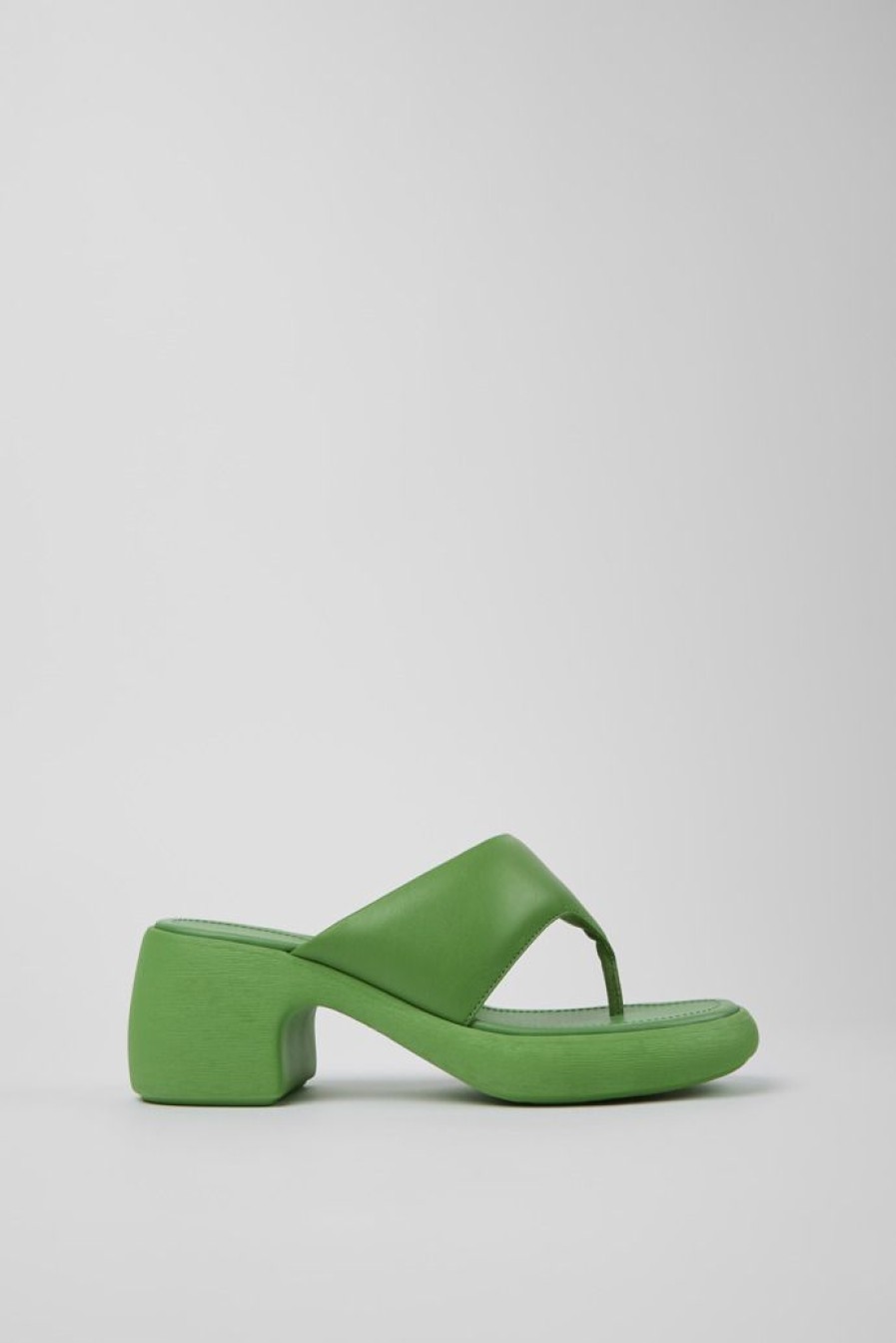 Camper Sandalias | Sandalia De Piel Verde Para Mujer