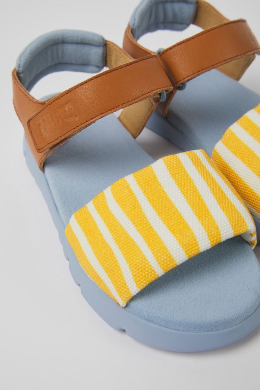 Camper Sandalias | Sandalias Multicolores De Tejido Y Piel Para Ninos