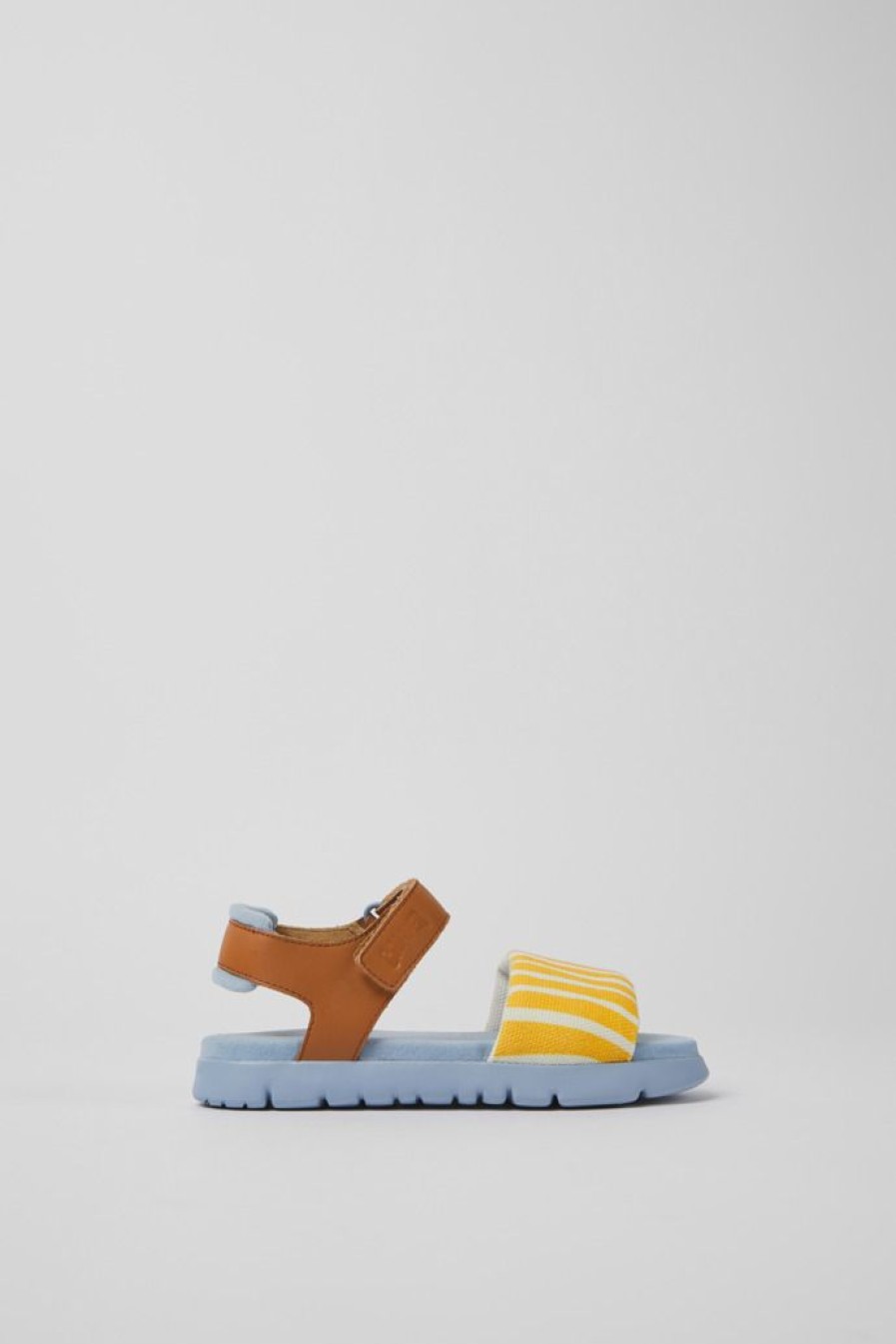 Camper Sandalias | Sandalias Multicolores De Tejido Y Piel Para Ninos