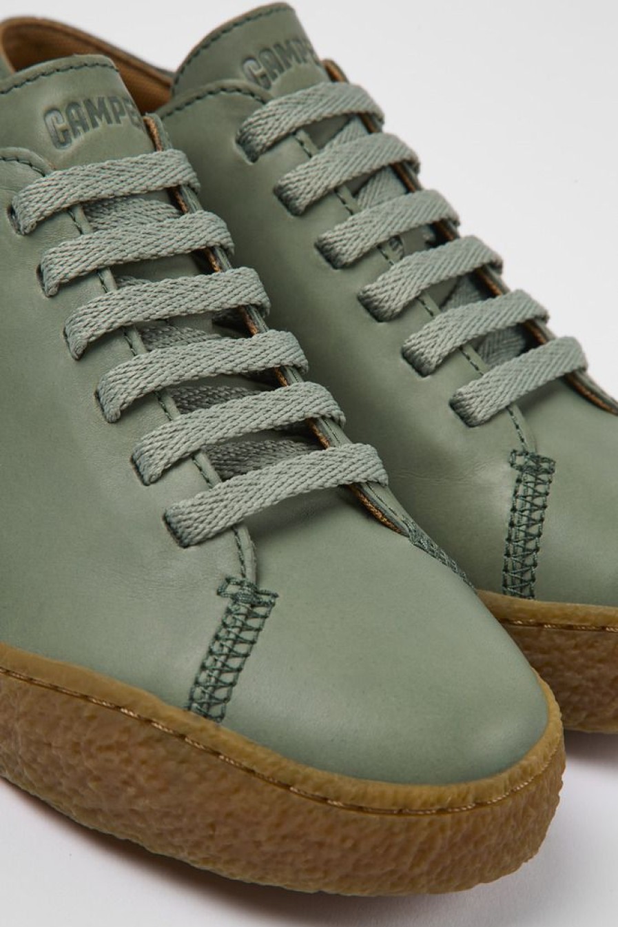 Camper Zapatos Casual | Zapatos Verdes De Piel Para Mujer