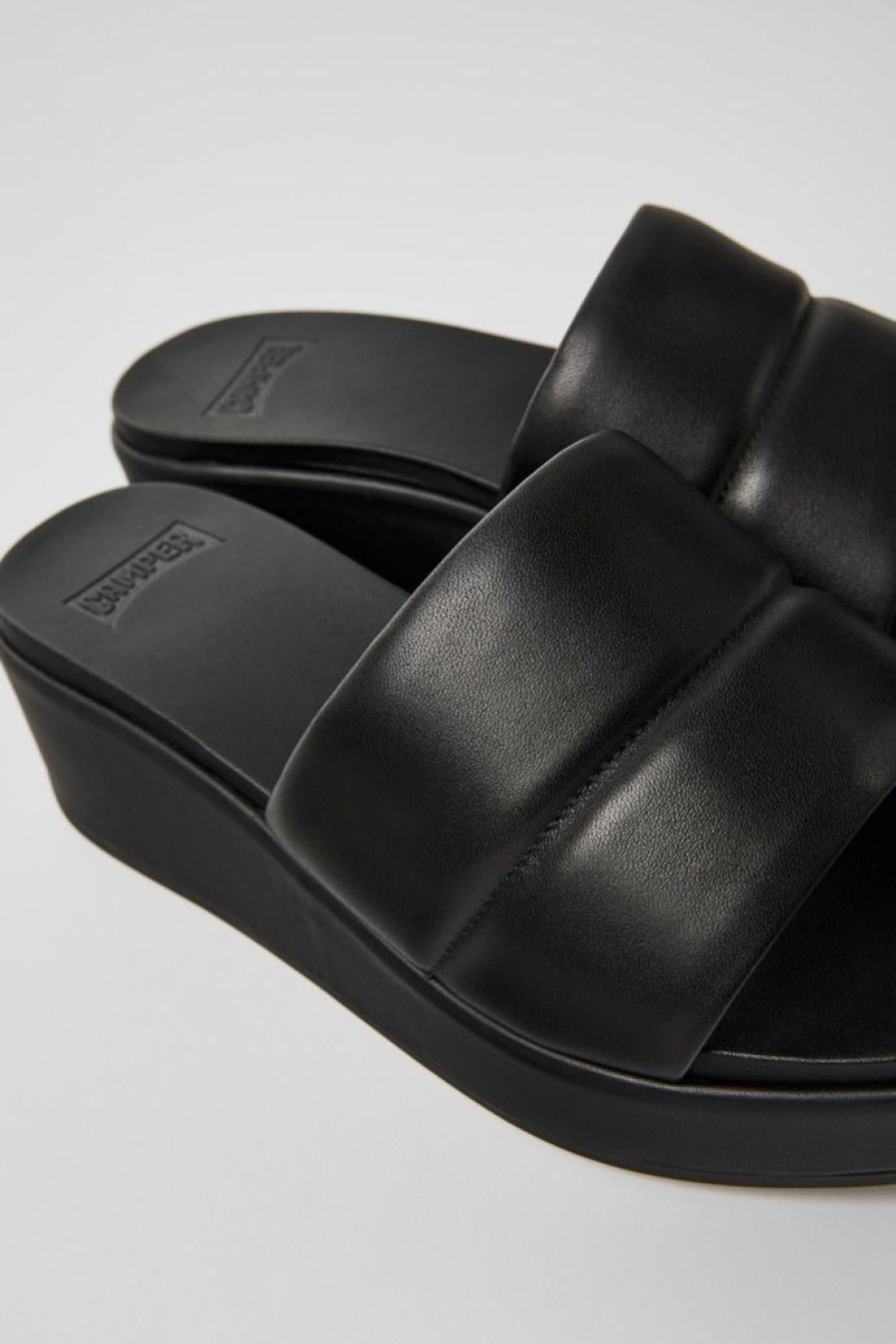 Camper Sandalias | Sandalias Negras De Piel Para Mujer