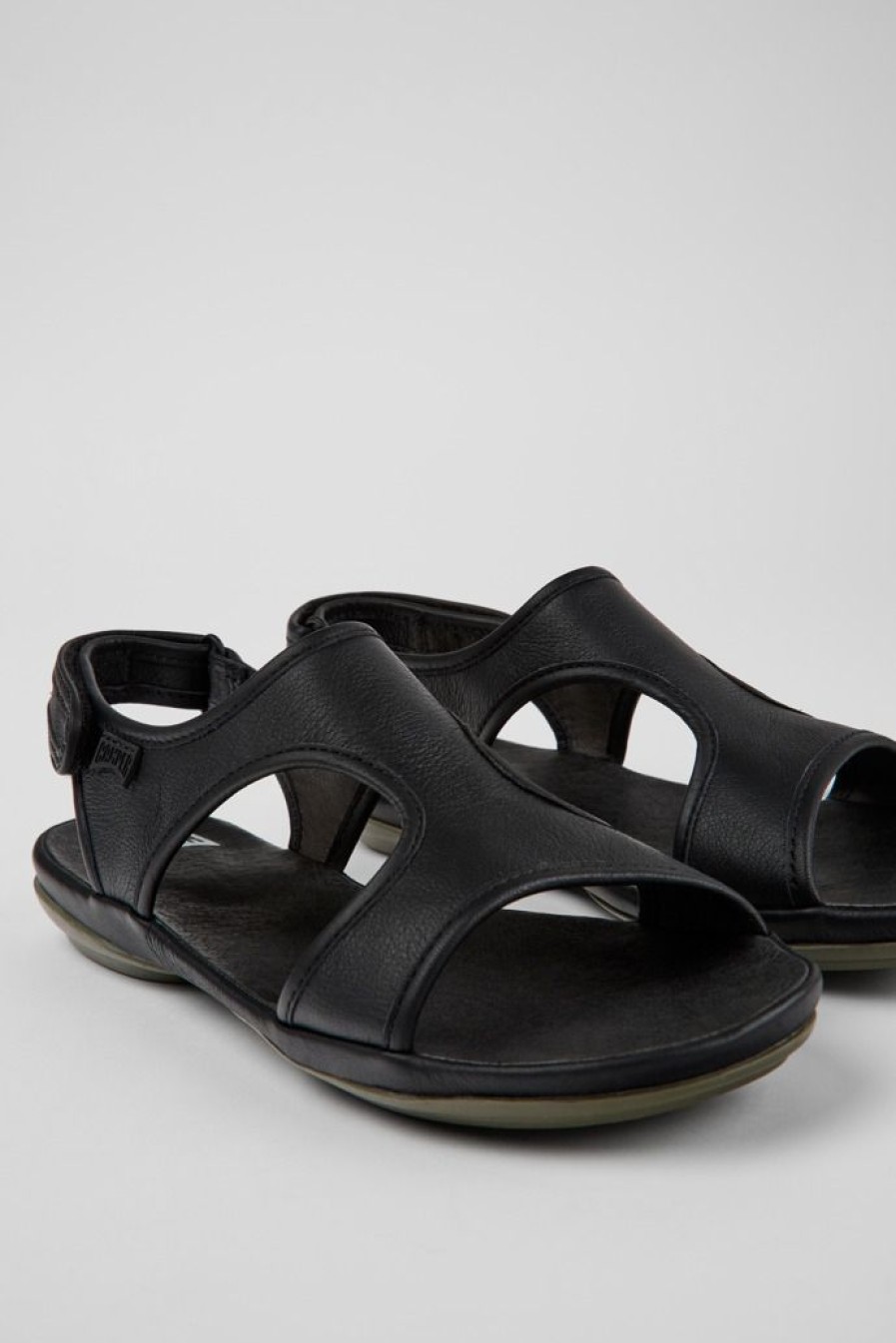 Camper Sandalias | Sandalias Negras De Piel Para Mujer