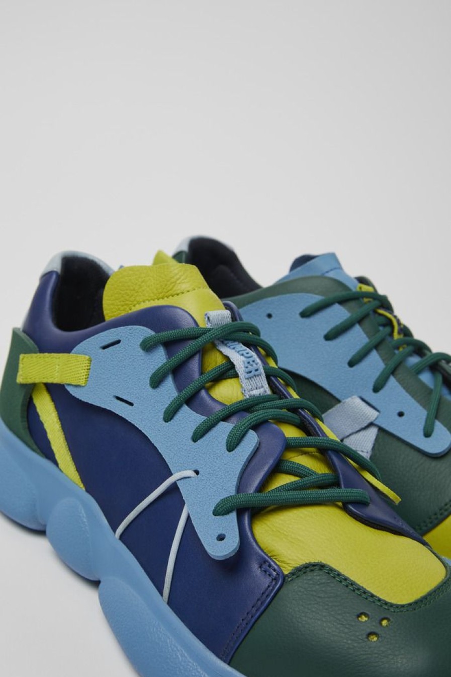 Camper Zapatillas | Sneakers Multicolores De Piel Y Tejido Para Hombre