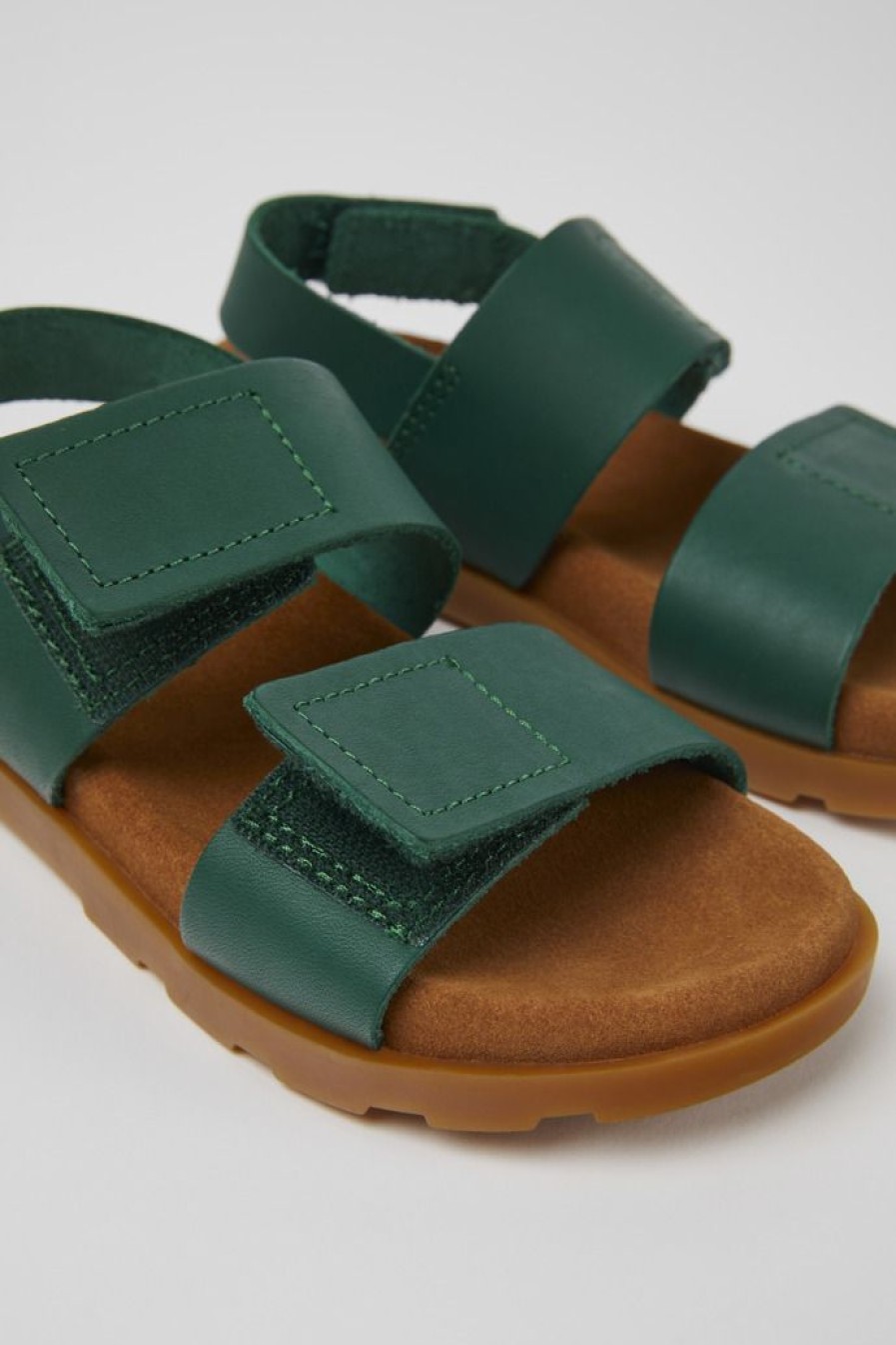 Camper Sandalias | Sandalias Verdes De Piel Para Ninos
