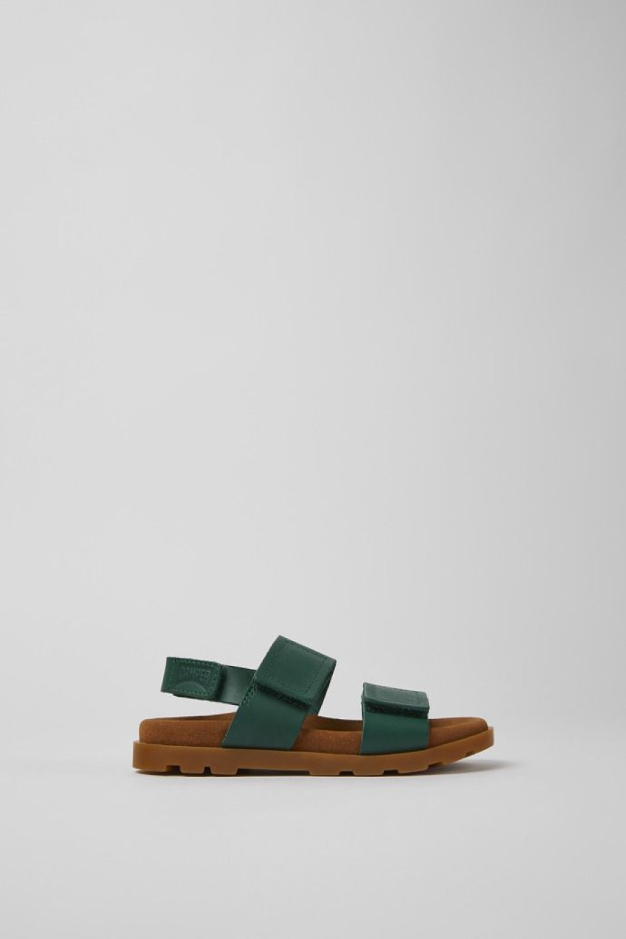 Camper Sandalias | Sandalias Verdes De Piel Para Ninos