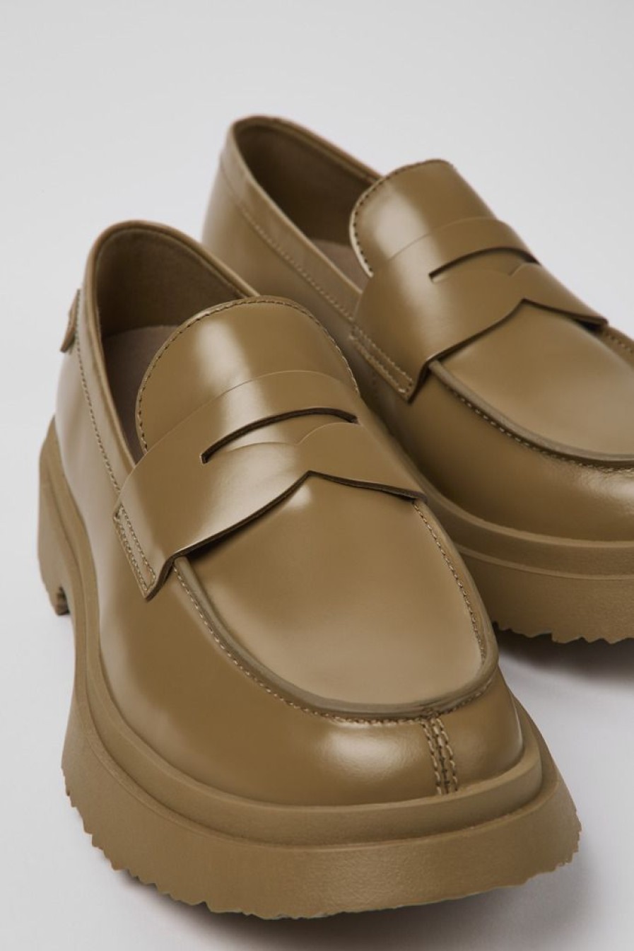 Camper Zapatos De Vestir | Mocasin De Piel Marron Para Mujer