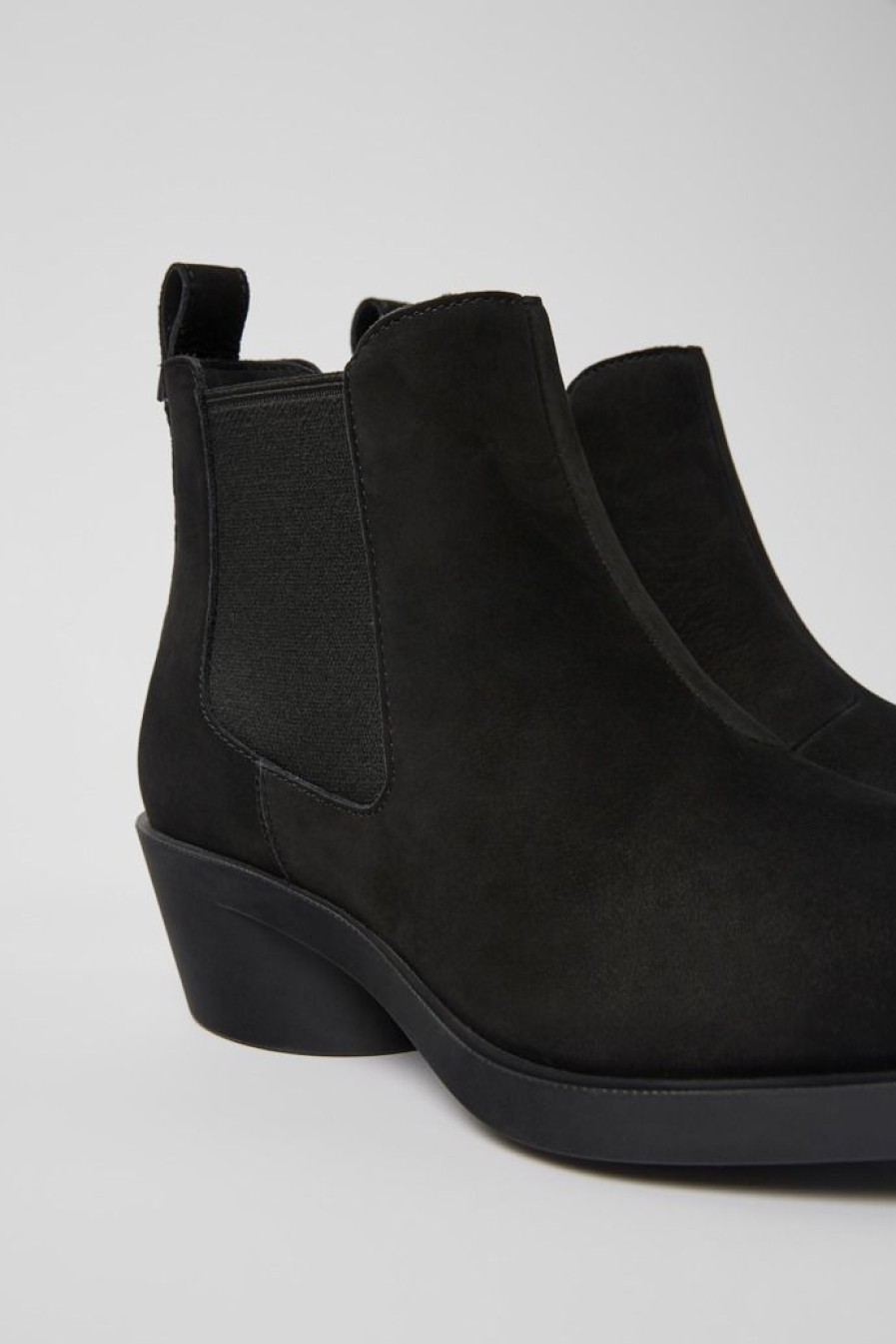 Camper Zapatos De Tacon | Botines Negros De Nobuk Para Mujer