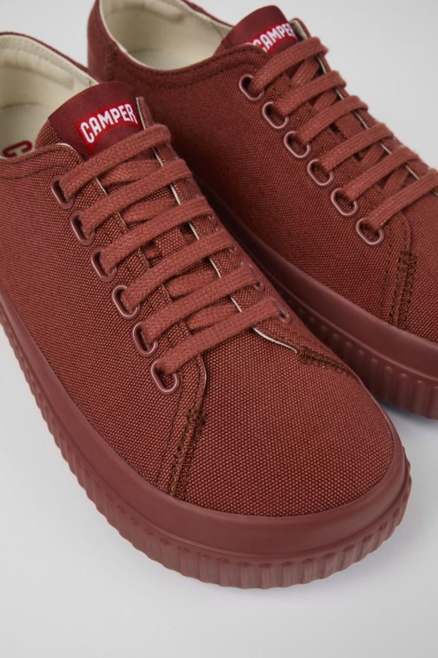 Camper Zapatillas | Zapato Tencel Rojo Para Mujer