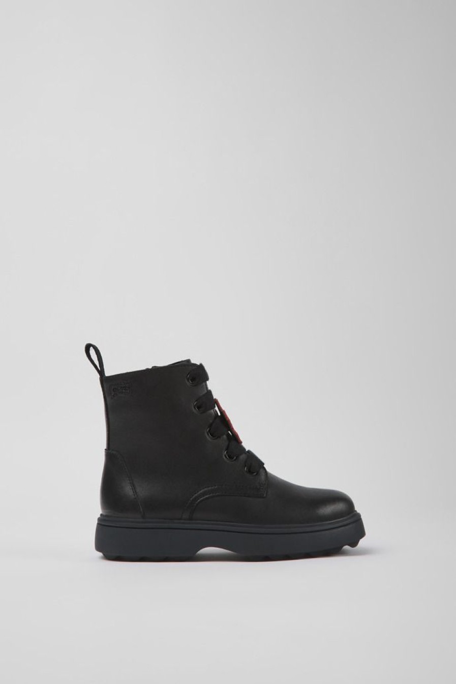 Camper Zapatos De Cordones | Botines Negros De Piel Para Ninos