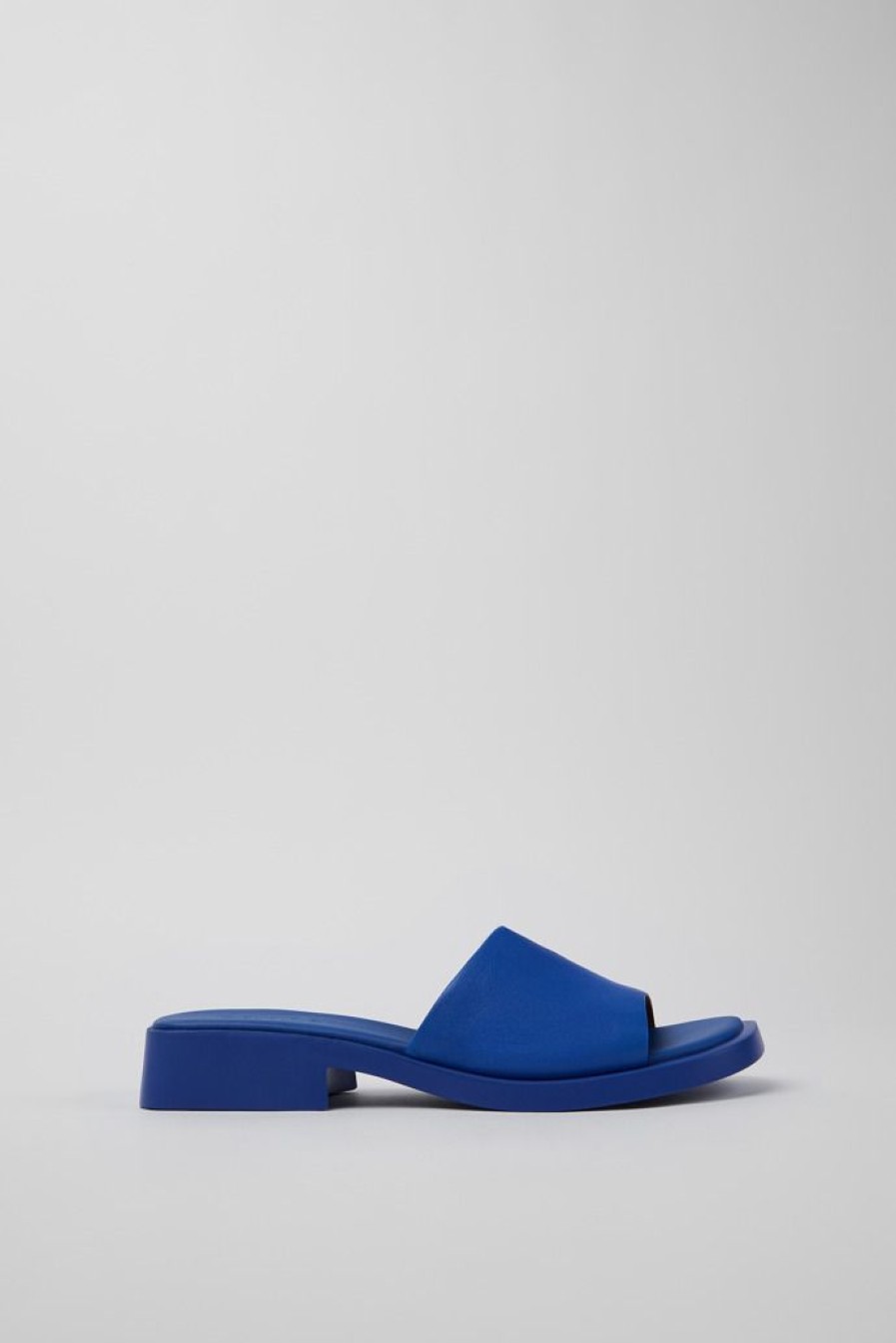 Camper Sandalias | Chancla De Piel Azul Para Mujer
