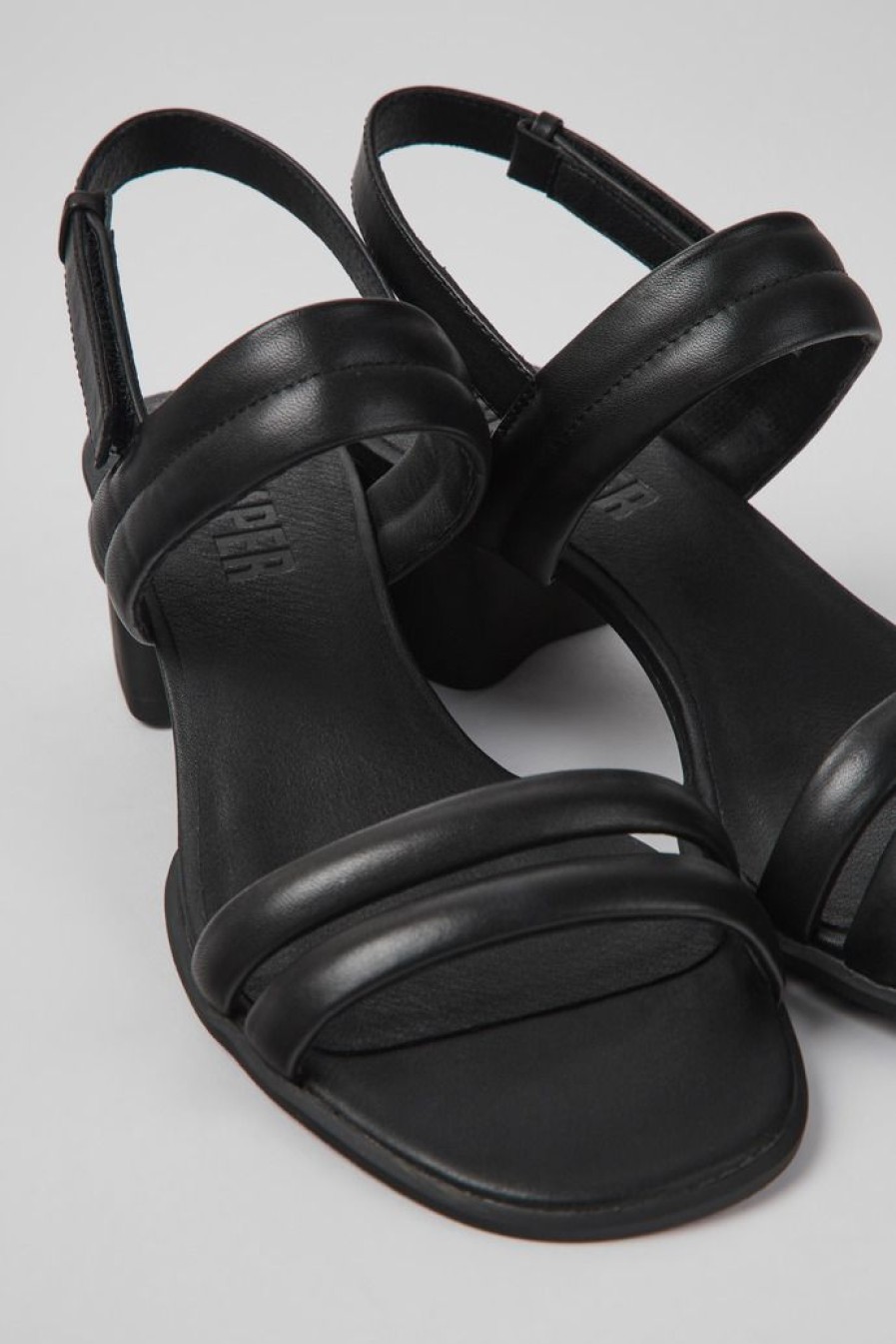 Camper Sandalias | Sandalias Negras De Piel Para Mujer