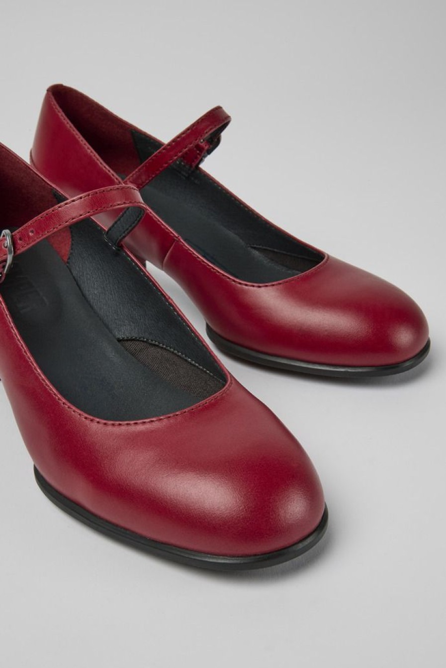 Camper Zapatos De Vestir | Merceditas De Tacon De Piel En Color Rojo