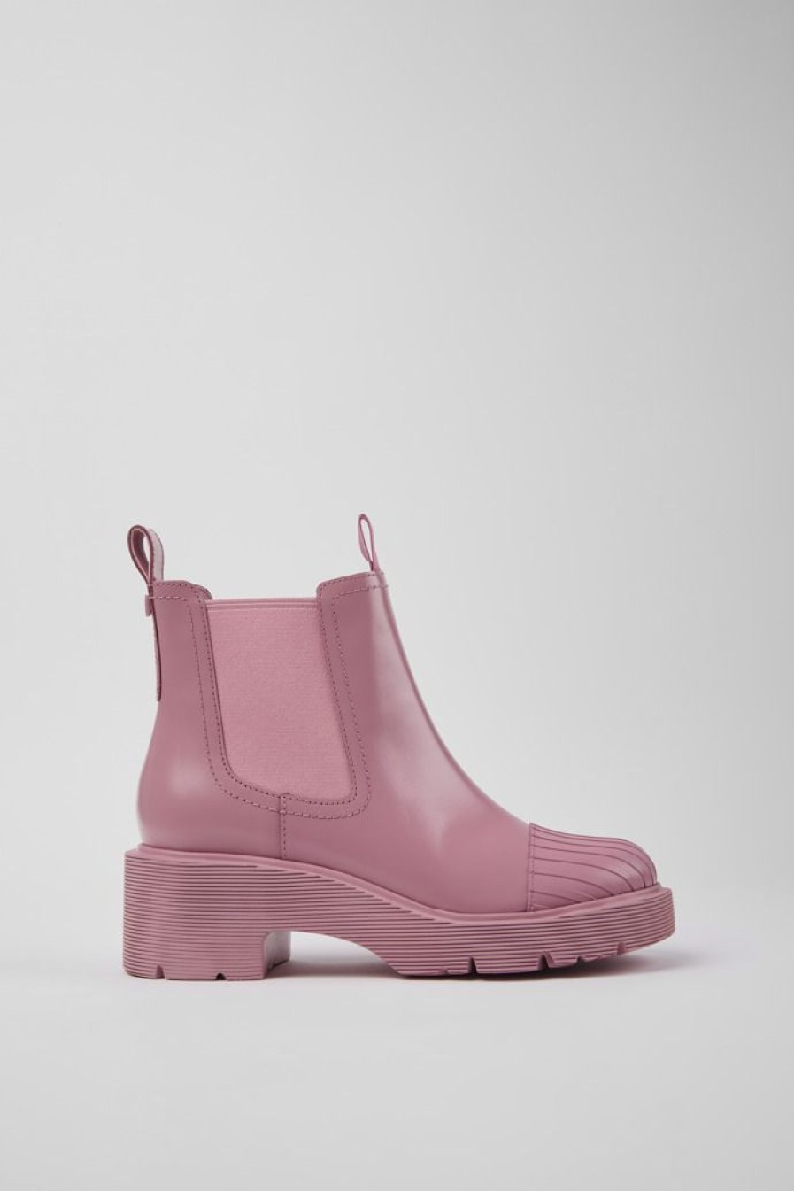 Camper Zapatos De Tacon | Botas Chelsea Rosas De Piel Para Mujer
