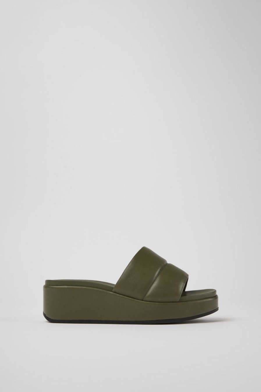 Camper Sandalias | Sandalias Verdes De Piel Para Mujer