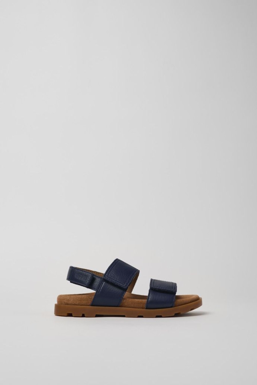 Camper Sandalias | Sandalia De Piel Azul Con Dos Tiras