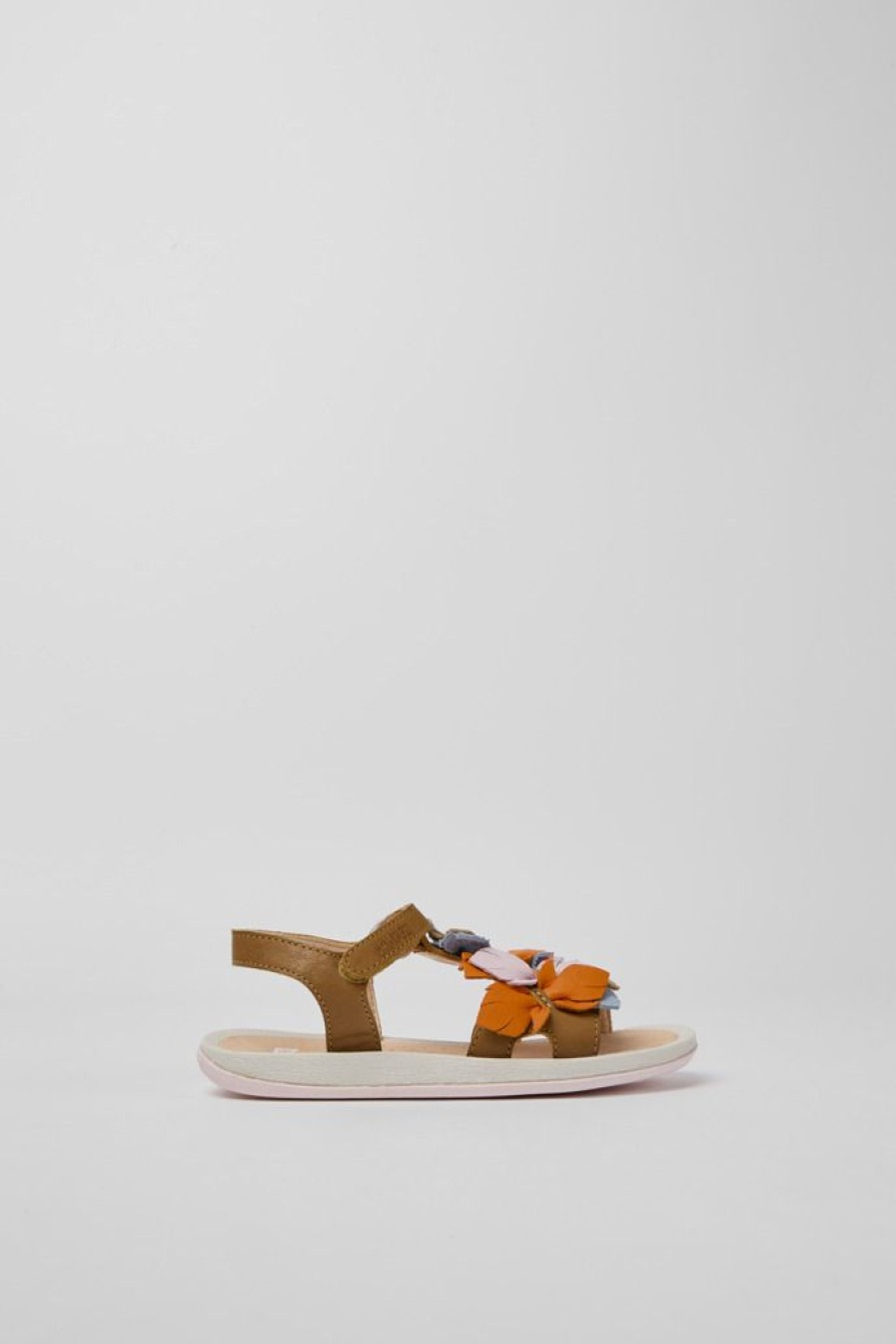 Camper Sandalias | Sandalias Marrones De Piel Para Nina