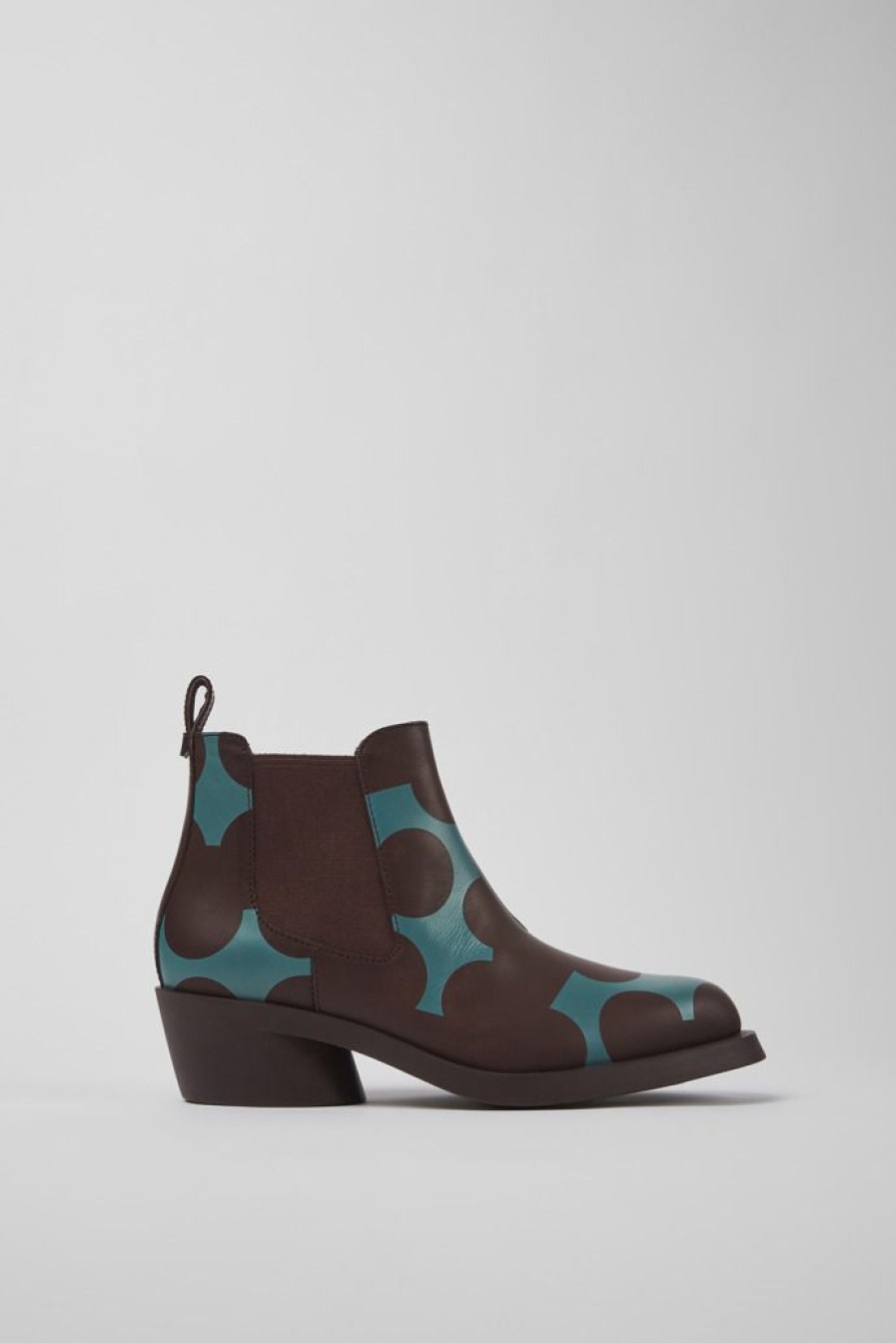 Camper Zapatos De Tacon | Botines Burdeos Y Azules De Piel Para Mujer