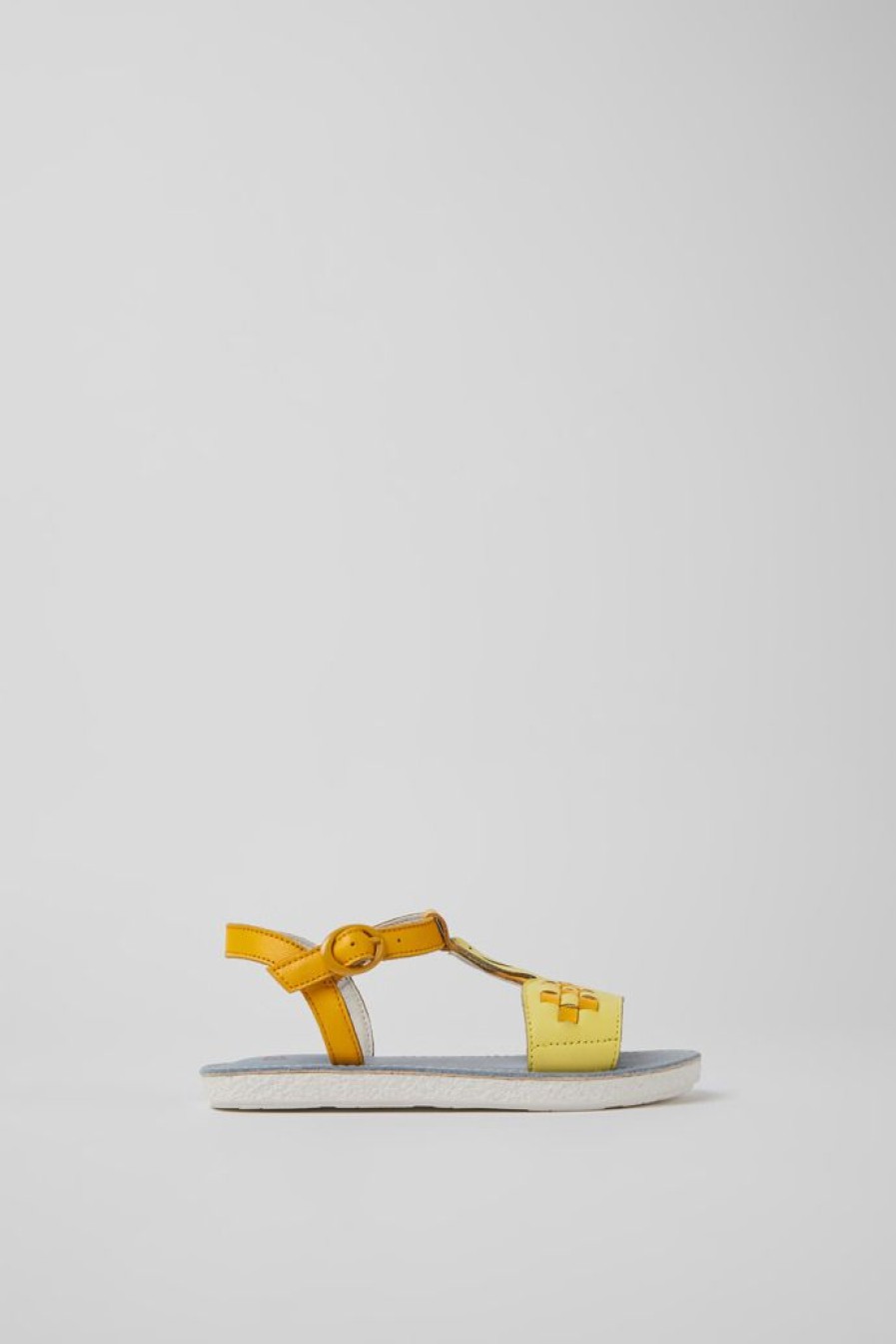Camper Sandalias | Sandalias Amarillas Y Naranjas De Piel Para Ninos